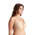 thumbnail image 3 of Curve Muse Women's Plus Size Unlined Underwire Lace Bra with Cushion Straps-2PK-Dark Red,Nude-44B, 3 of 6