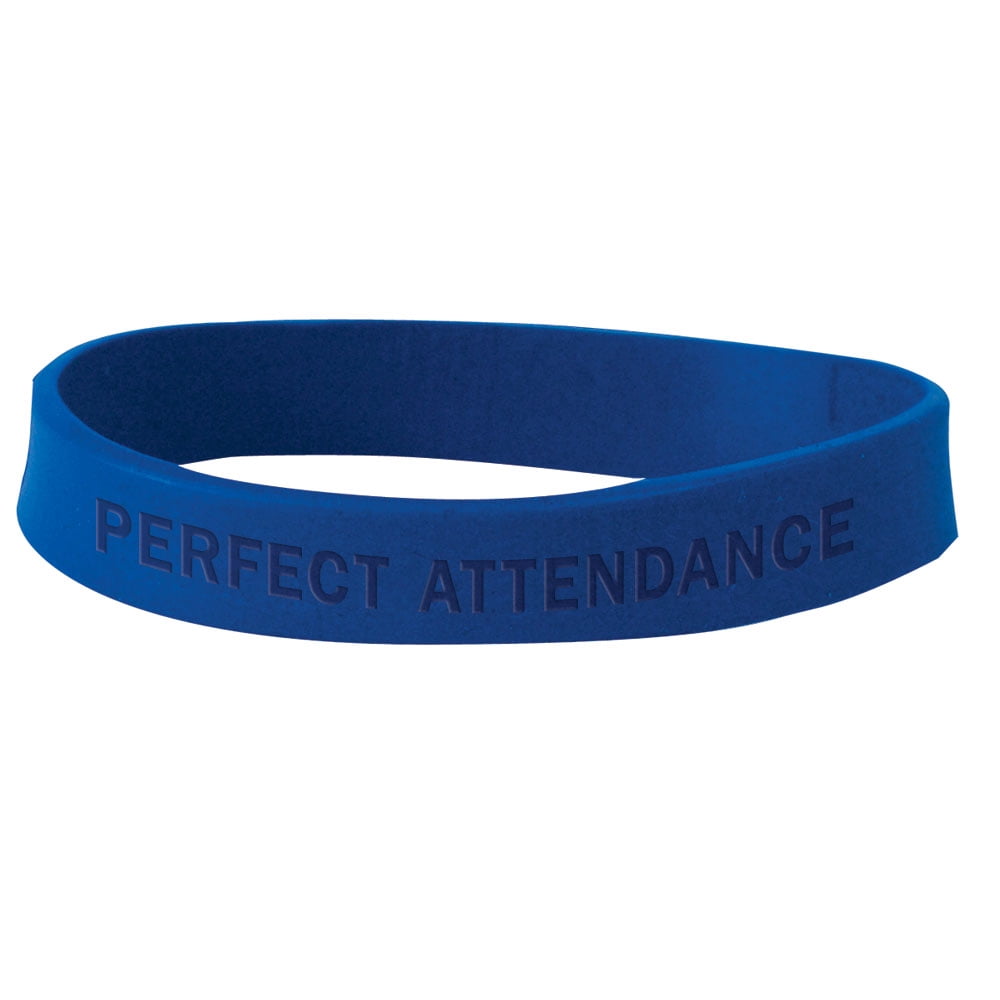 Jones School Supply - Set of 100 Wristbands - Perfect Attendance (Blue ...