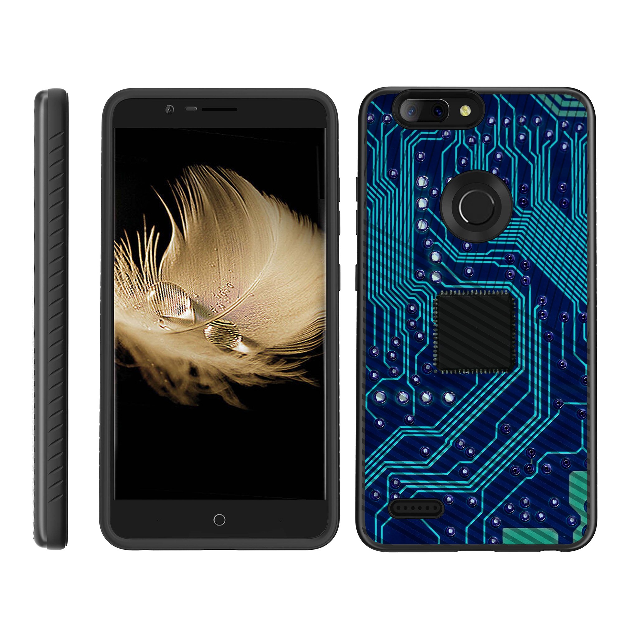 Turtlearmor A For Zte Blade Z Max Zte Sequoia Zte Zmax Pro 2 Z9 Grooved Case Shockproof Armor Engraved Grooves Slim Case Phone Circuit Board Walmart Com Walmart Com
