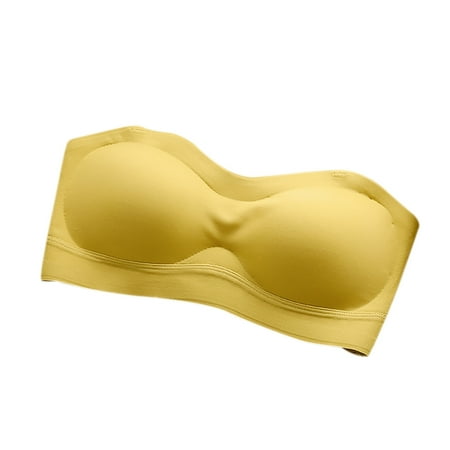 

Odeerbi Wireless Lounge Bras for Women One Piece Everyday Underwear Wrap Chest Bras Yellow