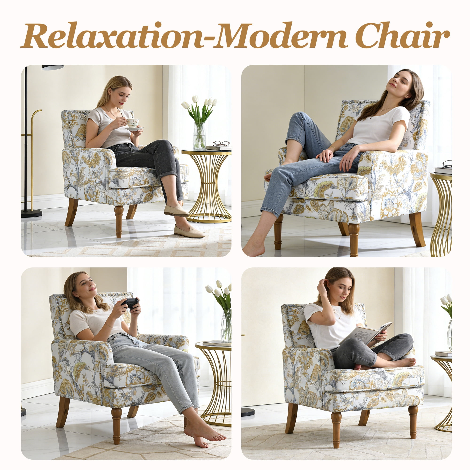 MOONMISS Accent Chair for Living Room,Yellow