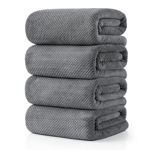 Jessy Home 4-Pack Oversized Bath Towel Set, Dark Gray