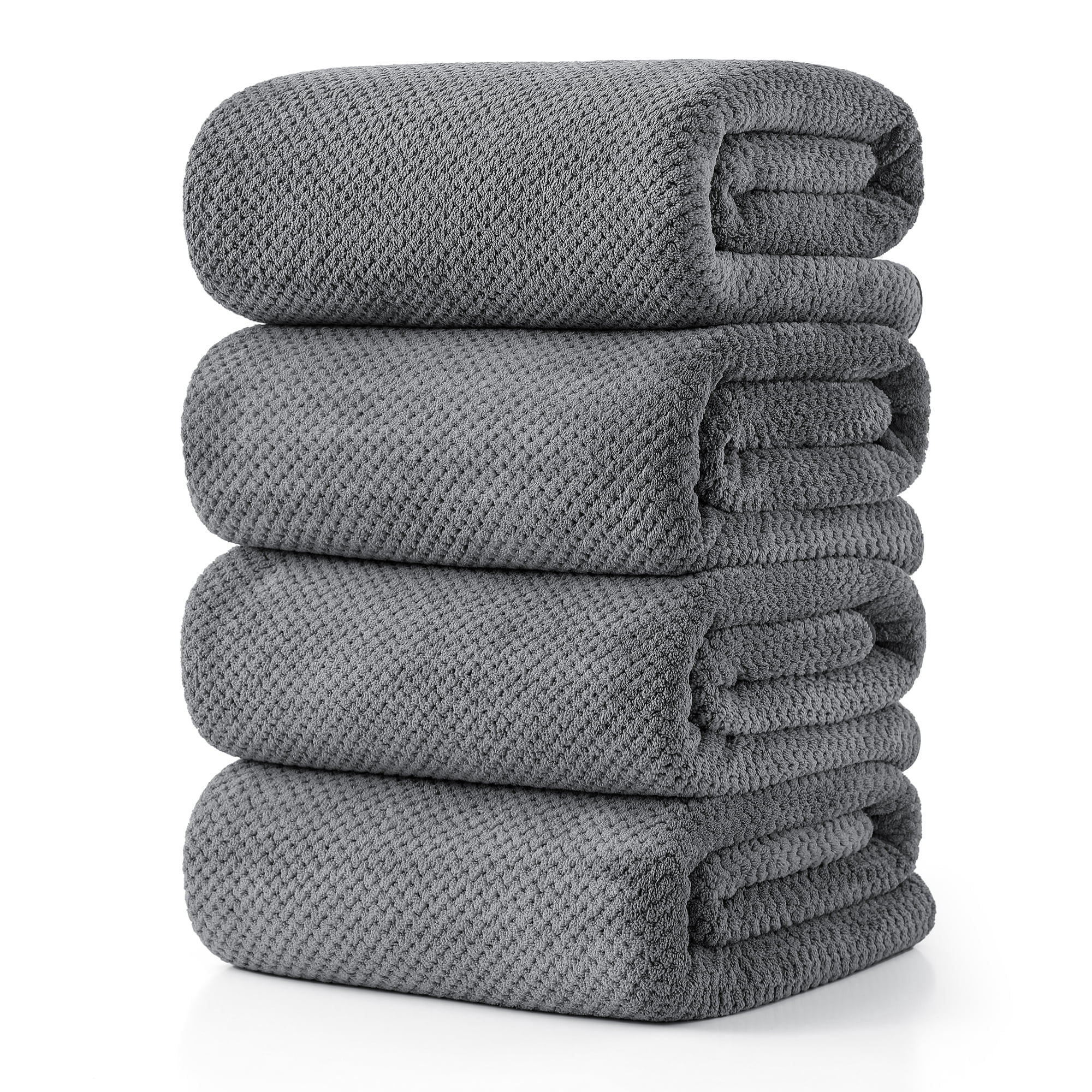 Jessy Home 4 Pack Towel Set Oversized Bath Sheet Towels 600 GSM Ultra Soft Dark Gray Bath Towels