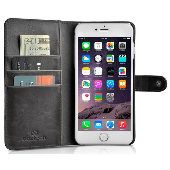 NAZTECH KLASS BLACK WALLET CASE ID CREDIT CARD SLOT FOR APPLE iPHONE 6 4.7"