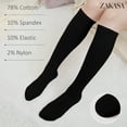 thumbnail image 3 of Womens Knee High Socks, CaiDieNu Casual Knee Thigh High Stockings, 4 Pairs | Black, 3 of 7