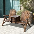 thumbnail image 2 of Outsunny 64" Double Wooden Garden Bench with Table, Rustic Brown, 2 of 10