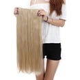 thumbnail image 2 of SAYFUT Trendy 26"Long Straight 3/4 Full Head Clip in Synthetic Hair Extensions One Piece 5 Clips 125g Ash Blonde, 2 of 7