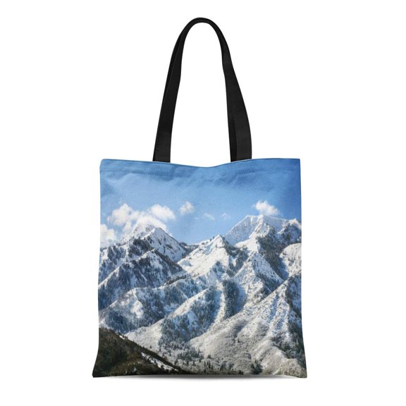 SIDONKU Canvas Tote Bag Utah Wasatch Mountains in Ogden Just North of Salt Durable Reusable Shopping Shoulder Grocery Bag