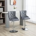 thumbnail image 2 of HOMCOM Adjustable Bar Stools Set of 2, Swivel Bar Chairs w/ Footrest, Grey, 2 of 10