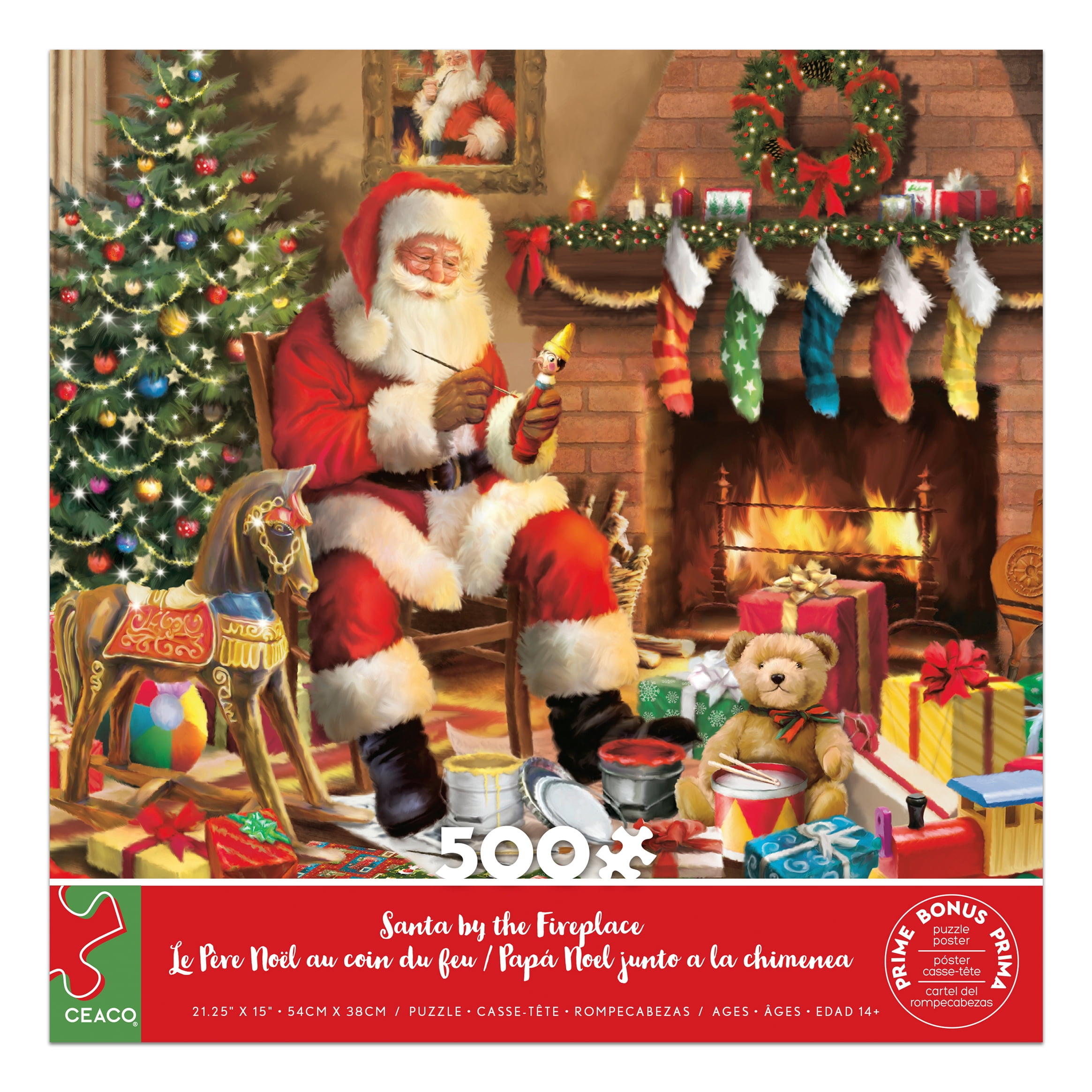 Puzzle en 500 pièces Ceaco Santa by the Fireplace pour adultes, à partir de 14 ans