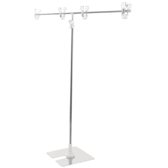 HEMOTON Stainless Steel Poster Holder for Advertising Display Silver T-shaped Adjustable Stand