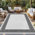 thumbnail image 2 of Black Gray Retro Greek Key Outdoor Rug 4x6 Ft - Reversible Patio Rug Outdoor Camping Rugs, Greece Ancient Rustic Geometric Indoor Outdoor Area Rugs, Non-Slip Outdoor Carpet Runner for Deck/Porch, 2 of 8