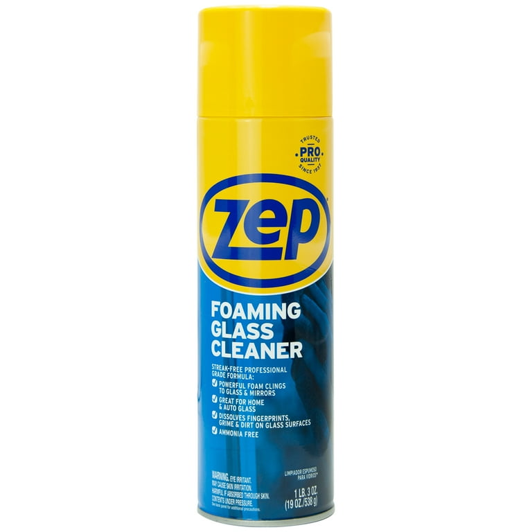 Zep Foaming Glass Cleaner, 19 oz Aerosol, Case of 4, Shine for