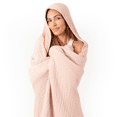 thumbnail image 3 of Comfy Cubs Adult Hooded Towel Large, 58" x 58" - Muslin Cotton Wearable Blanket, Blush, 3 of 8