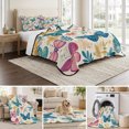 thumbnail image 6 of Twin XL Quilt Set 68''x98'', Spring Butterflies Lightweight Summer Bedspread Coverlet Set with 2 Pillow Shams, Summer Countryside Leaf Flowers Breathable All Season Quilt Bedding for Dorm/Guest Room, 6 of 9