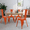Orange, variant on Dkelincs Metal Dining Chairs Indoor-Outdoor Stackable Restaurant Bistro Chair Set of 4, 18" Seat Height Industrial Side Bar Chairs w/Back, 330 lbs Weight Capacity, Orange