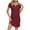 Wine, variant on Summer Dresses for Women 2025, Women's Fashion Solid Color Hollow Neckline Buckle Short Sleeve Round Neck Dress(Black,S)