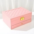 thumbnail image 2 of Jewelry Organizer Box for Women - Large PU Leather Jewelry Organizer Storage Case with Two Layers Display for Earrings Bracelets Rings Watches, Pink, 2 of 6