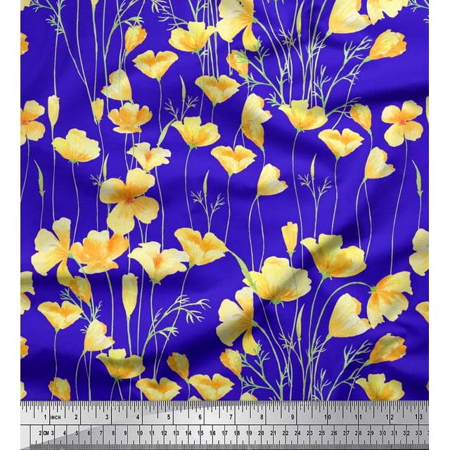 Soimoi Moss Tissu Georgette Imprimé Floral en Forme de Tasse 1 Yard 42 Pouces de Large