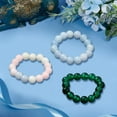 thumbnail image 3 of 3 anillos de piedras preciosas de 3 colores para mujer, 19 mm, jade natural, elásticos, coloridos, apilables, vintage, para hacer joyas., 3 of 5