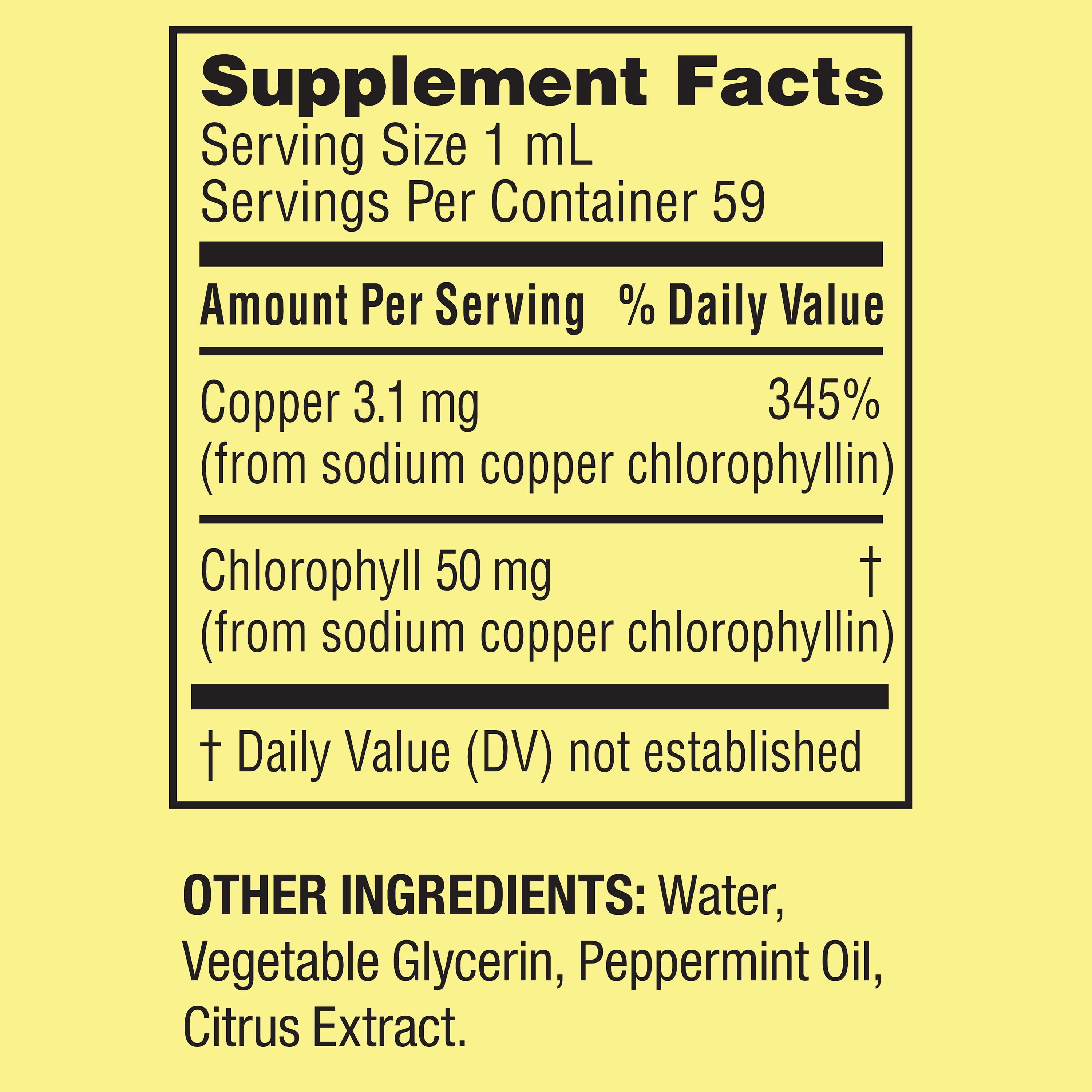 Spring Valley Fast Acting Chlorophyll Digestive Health Dietary Supplement Liquid, Peppermint, 50 mg, 2 fl oz