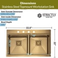 thumbnail image 6 of Strictly Sinks 33" Topmount Kitchen Workstation Sink Gold Double Bowl 16ga Stainless Steel Drop In, 6 of 7