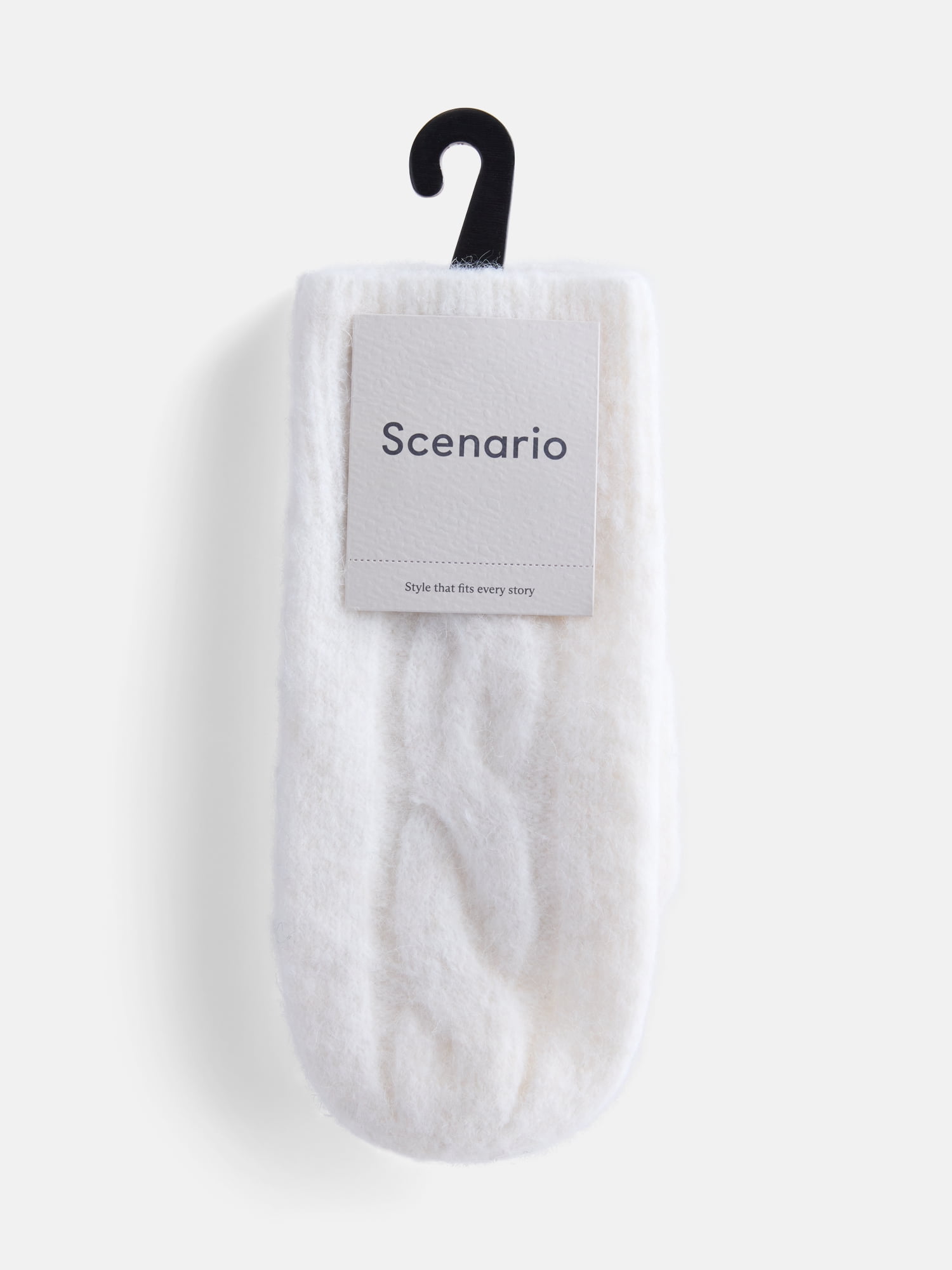 Scenario Women's Cable Knit Mittens, Winter White