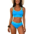thumbnail image 7 of qucoqpe Womens High-waist Bikini Sets Fashion Casual Color Block Swimsuit Summer Vacation Beach Two-piece Bathing Suit, 7 of 7