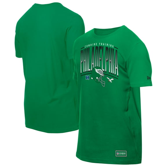 Men's New Era  Green Philadelphia Eagles Combine Authentic Training Throwback T-Shirt