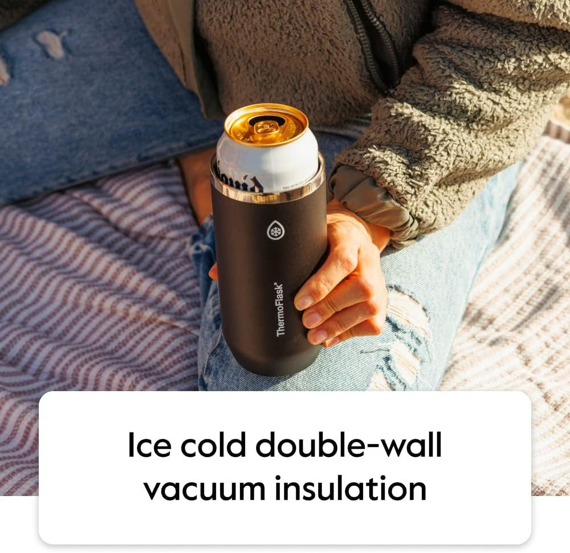 ThermoFlask 2-in-1 Vacuum Insulated Can Cooler Cup, 16 oz, Fits Tall Size Cans, Sweatproof, Non-Slip Base, Ultimate Gray