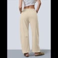 thumbnail image 4 of Pantalones Deportivos para Mujer con Cintura Elástica, Pierna y Cordón Ajustable, Estilo Palazzo Informal con Bolsillos. Albaricoque L, 4 of 6