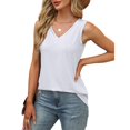 thumbnail image 6 of Bovemsi Tank Tops for Women Summer Trendy V Neck Tops Shiny Trim Loose Fit Casual Sleeveless Shirts Fashion 2025, White Women's Summer Tank Tops, XL, 6 of 9
