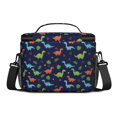 thumbnail image 3 of Dinosaur and Geometric Navy Blue Insulated Lunch Box for Women Men, Medium Leakproof Cooler Bag with Adjustable Strap, 10"x6.7"x8", 3 of 6