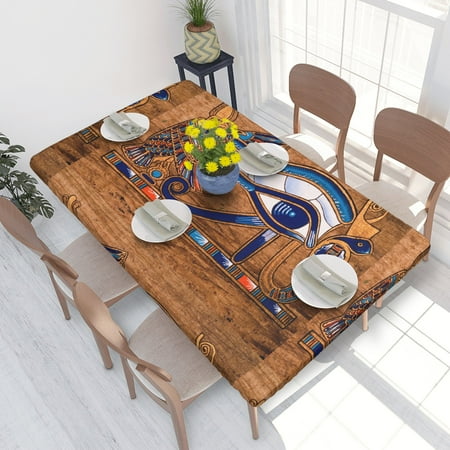 

Home Deluxe Tablecloth Egyptian Papyrus Depicting The Horus Eye Waterproof Elastic Rim Edged Table Cover- For Christmas Parties And Picnics 4ft