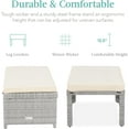 thumbnail image 2 of QRKD Set of 2 Wicker Ottomans, Multipurpose Outdoor Furniture for Patio, Backyard, Additional Seating, Footrest, Side Table w/Removable Cushions, Steel Frame - Gray/Cream, 2 of 14