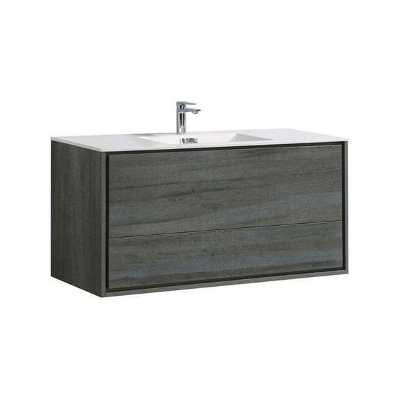 Kubebath DeLusso 48" Single Sink Ocean Gray Wall Mount Modern Bathroom Vanity