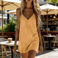 thumbnail image 2 of ZQUUVOU Mini Dresses for Women Linen Cotton Camisole Adjustable Spaghetti Strap Mini Dresses Loose Flowy Beach Vacation Yellow, 2 of 7