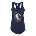 thumbnail image 2 of Torn Ripped Eagle Claws Animal Lover Ladies Racerback Tank Top, Navy, Large, 2 of 3