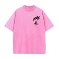 thumbnail image 5 of ZCFZJW Mens Fashion Athletic T-Shirts Casual Tropial Palm Tree Print Short Sleeve Basic Crewneck Graphic Tees Loose Oversized Regular Fit Washed Distressed Tops Pink M, 5 of 5