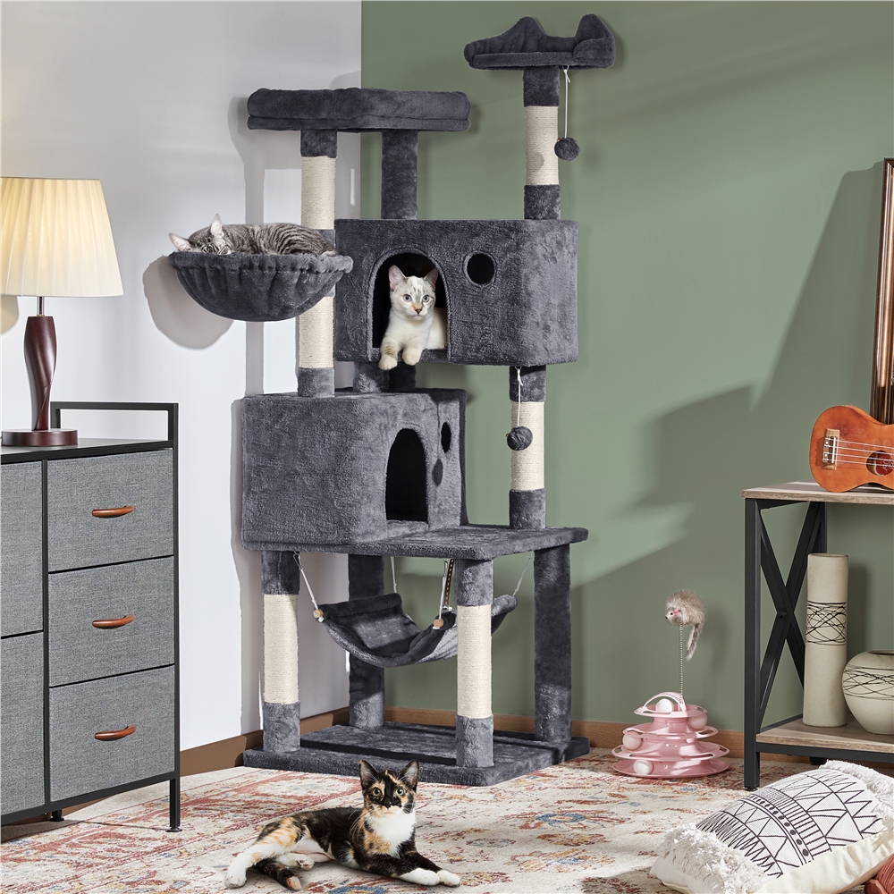 Alden Design 64.5in Multi-Level Cat Tree Tower Dark Gray photo 6