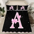 thumbnail image 2 of Manfei Letter A Monogrammed Twin Sheet Sets,Pink Bow Bowtie Twin Fitted Sheet,Galaxy Starry Sky Flat Sheet For Child,Microfiber Room Decorative,3-Piece, 2 of 7