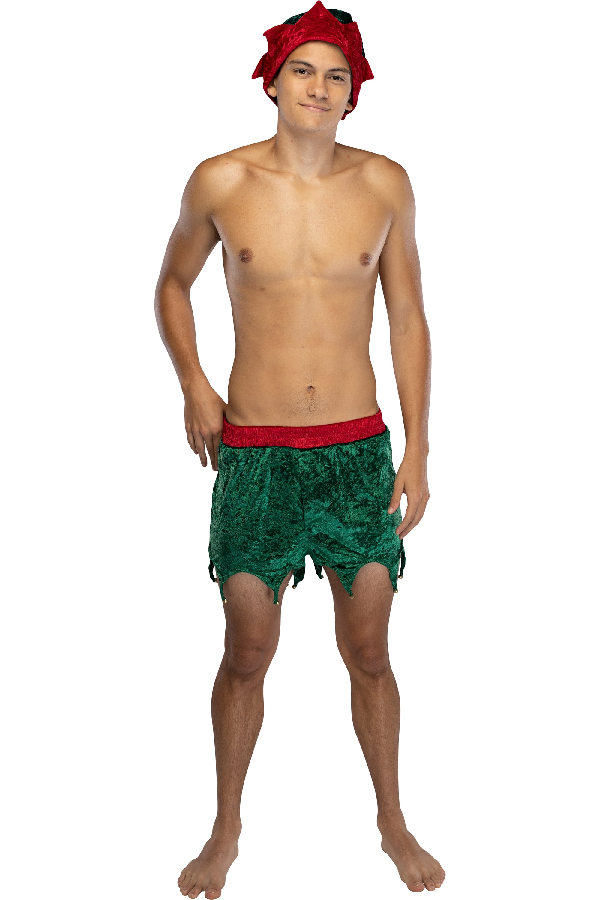 Mens' Elf Boxer Shorts w/ Hat Crushed Velvet Underwear