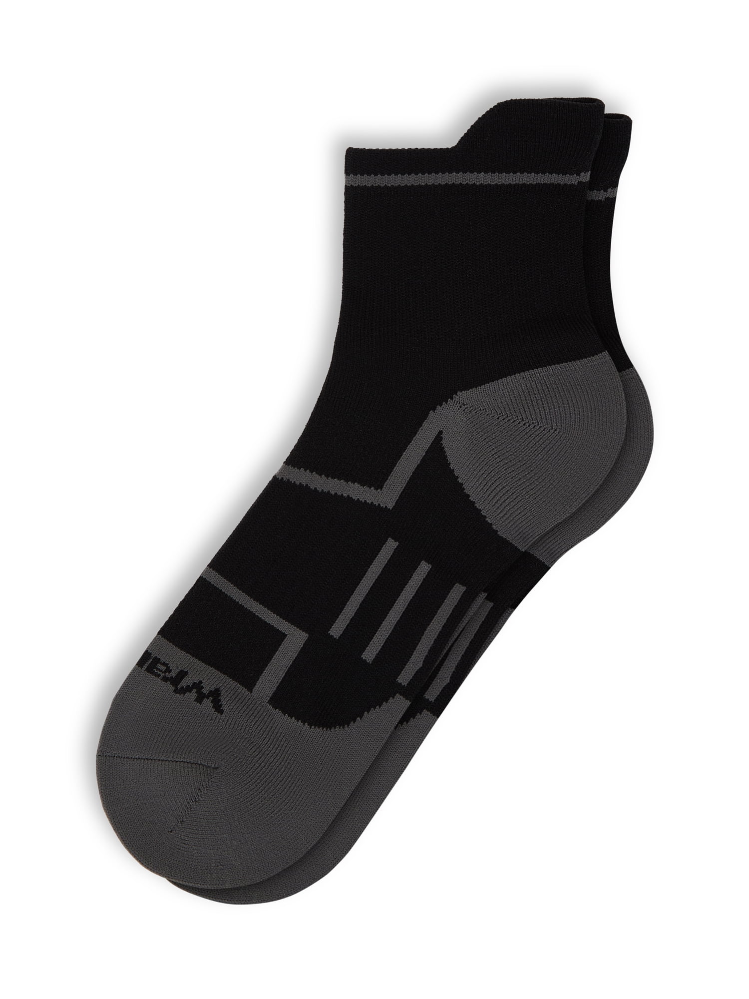 Wrangler Comfort Compression Quarter Socks for Men, Size 6-12, Black, 3 Pairs