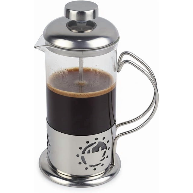 1 Piece 12 Ounce Mini French Press Coffee Tea Maker Glass Stainless Steel Portable Brewer