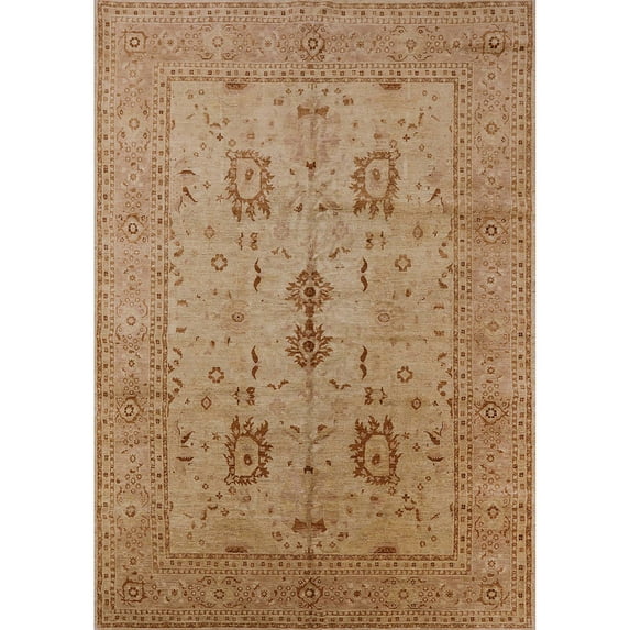 Ahgly Company Indoor Rectangle Mid-Century Modern Brown Sand Brown Oriental Area Rugs, 2' x 5'
