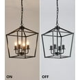 thumbnail image 6 of UL Listed Black Industrial 4 Light Lantern Chandelier Ceiling Light Fixtures Farmhouse Metal Cage Rustic Geometric Pendant Light for Kitchen Island Entryway Dining Room Stairs and Hallway, 6 of 9