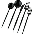 thumbnail image 4 of PLASTICPRO 80pc Disposable Black Plastic Silverware Set with Spoons, Knives, Forks, and Teaspoons, Service for 16, 4 of 6