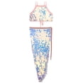 thumbnail image 2 of Aislor Women Belly Dance Outfits Sequin Halter Boho Tribal Bra Top with Hip Scarf Skirt Rave Clothes Pink M, 2 of 7