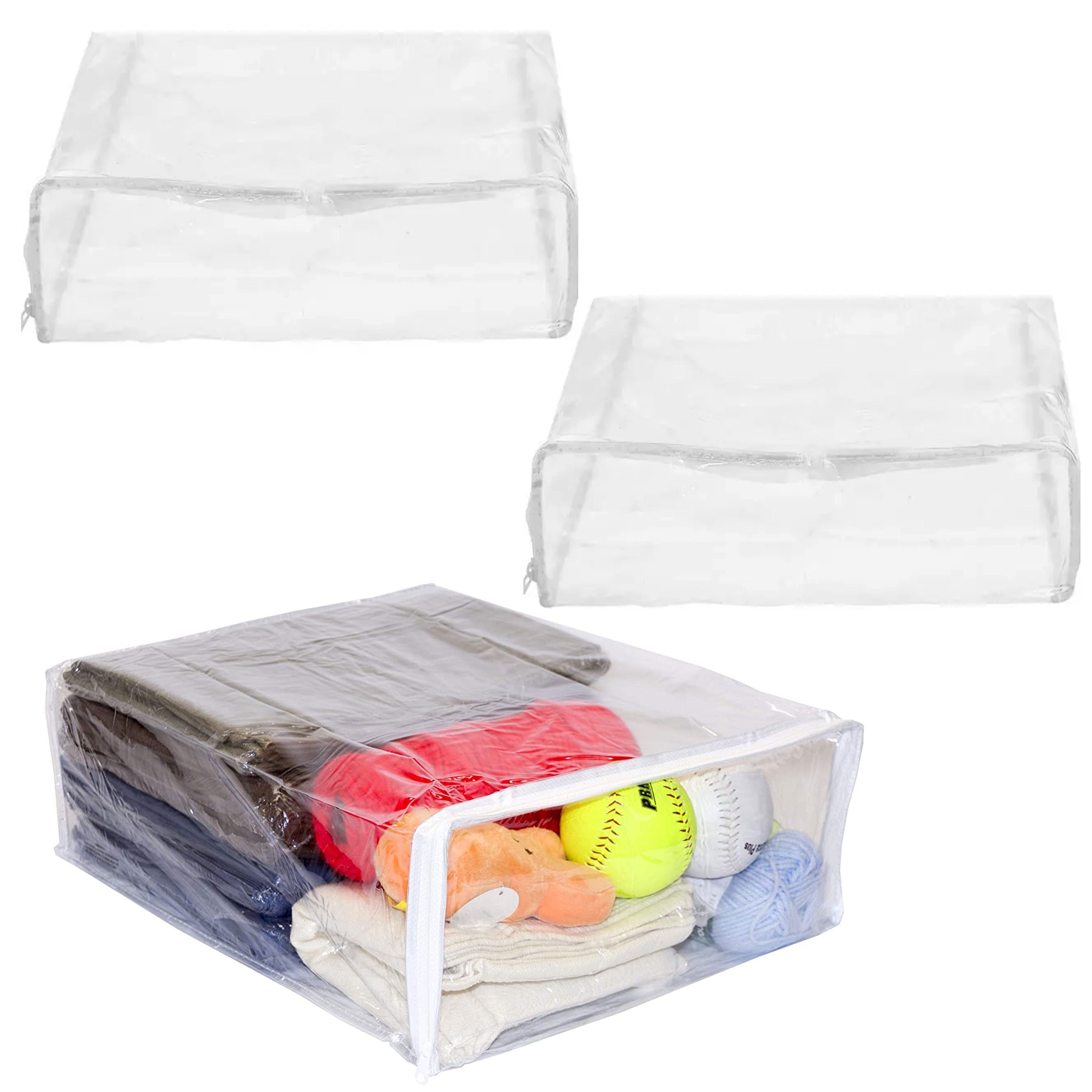 2 Clear Zipper Vinyl Blanket Storage Bag Shield Clothes Dust Dirt Home 15X18X6