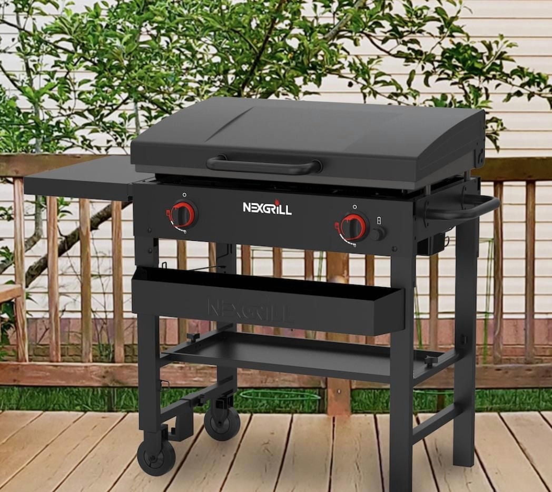 Daytona 2-Burner Propane BBQ Gas Griddle in Black with Hinged Lid
